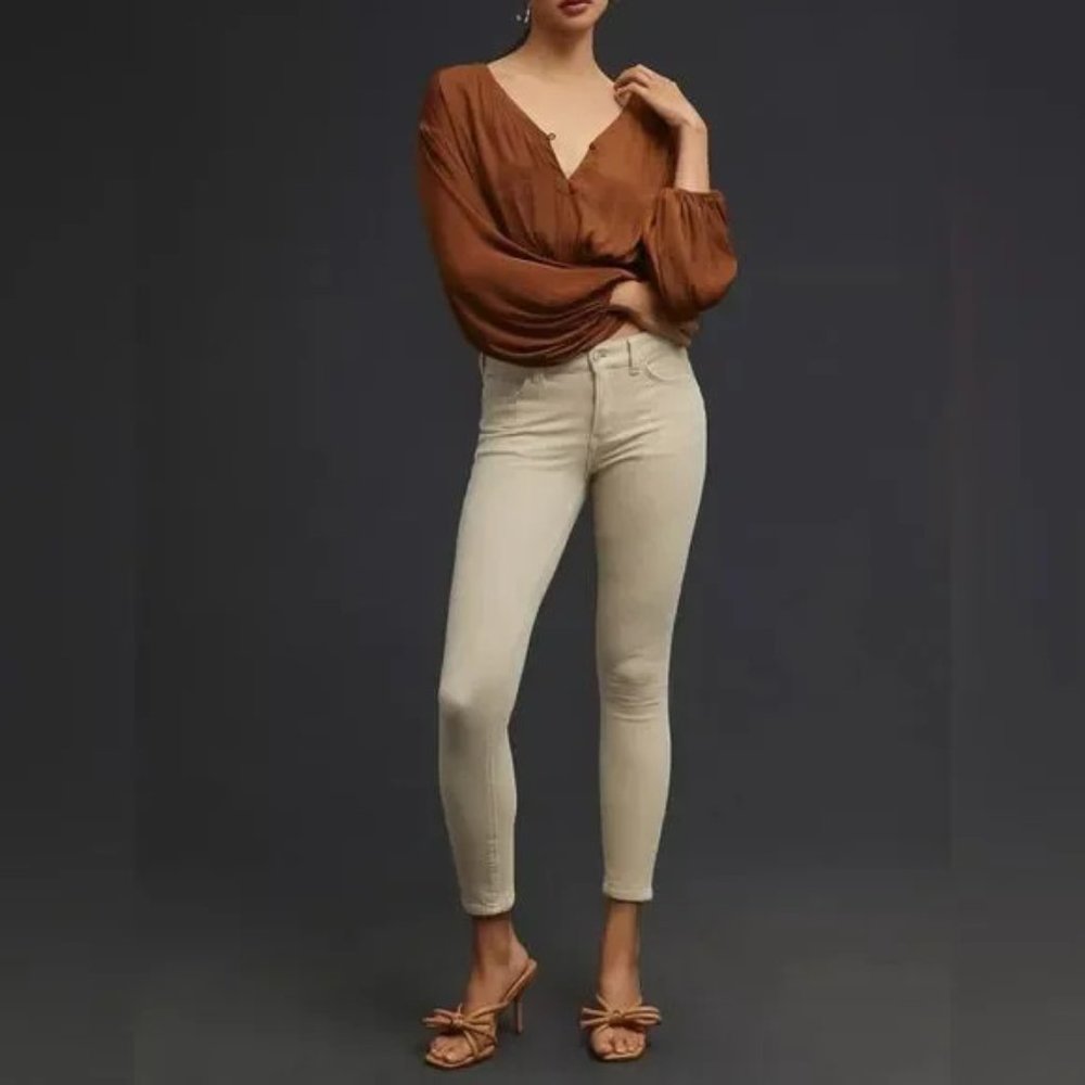 Anthropologie Pilcro High-Rise Skinny Corduroy Pants in Ivory NWT